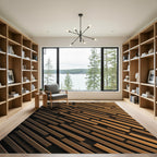 Modern Golden Bronze Diagonal Linear Rug