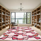 Pink Hearts Watermelon Garland Rug