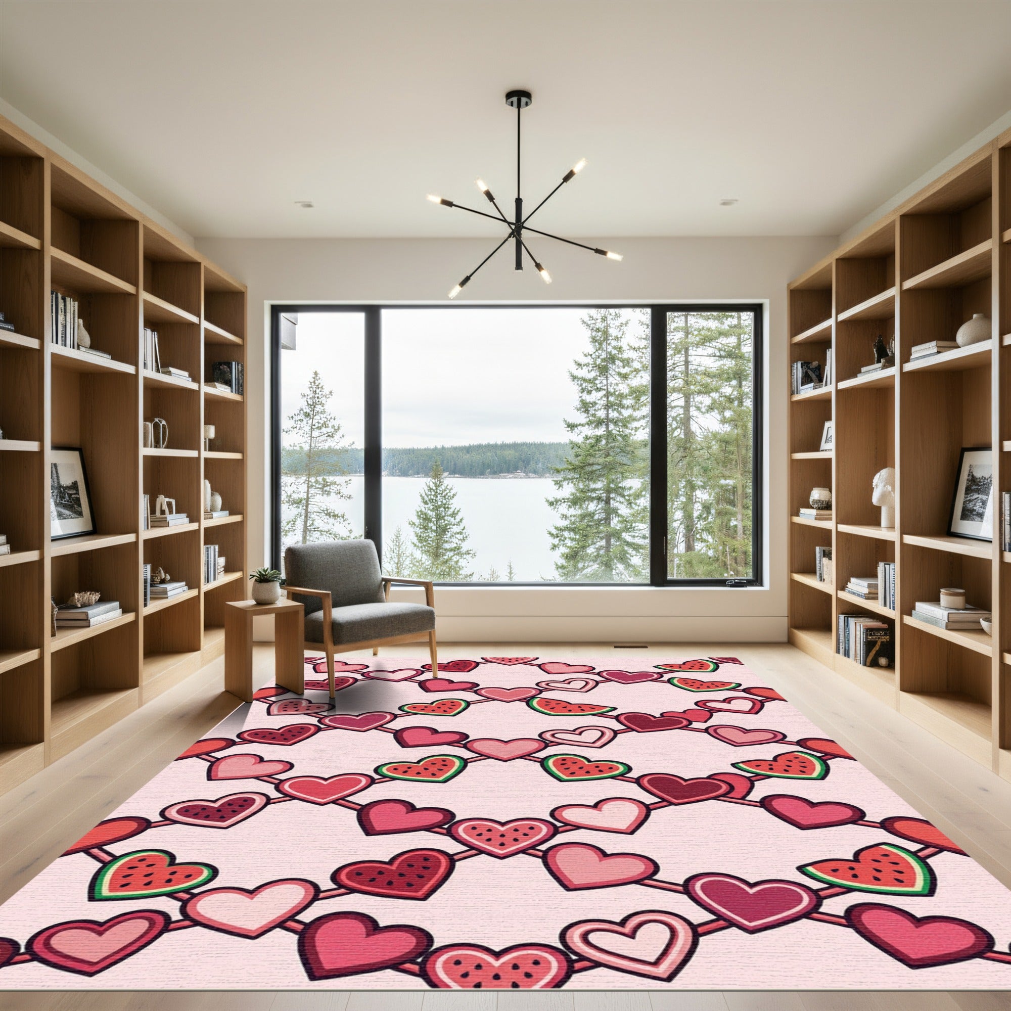 Pink Hearts Watermelon Garland Rug