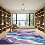 Purple Ocean Waves Abstract Rug