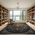 Ornate Gold Paw Mandala Frame Rug