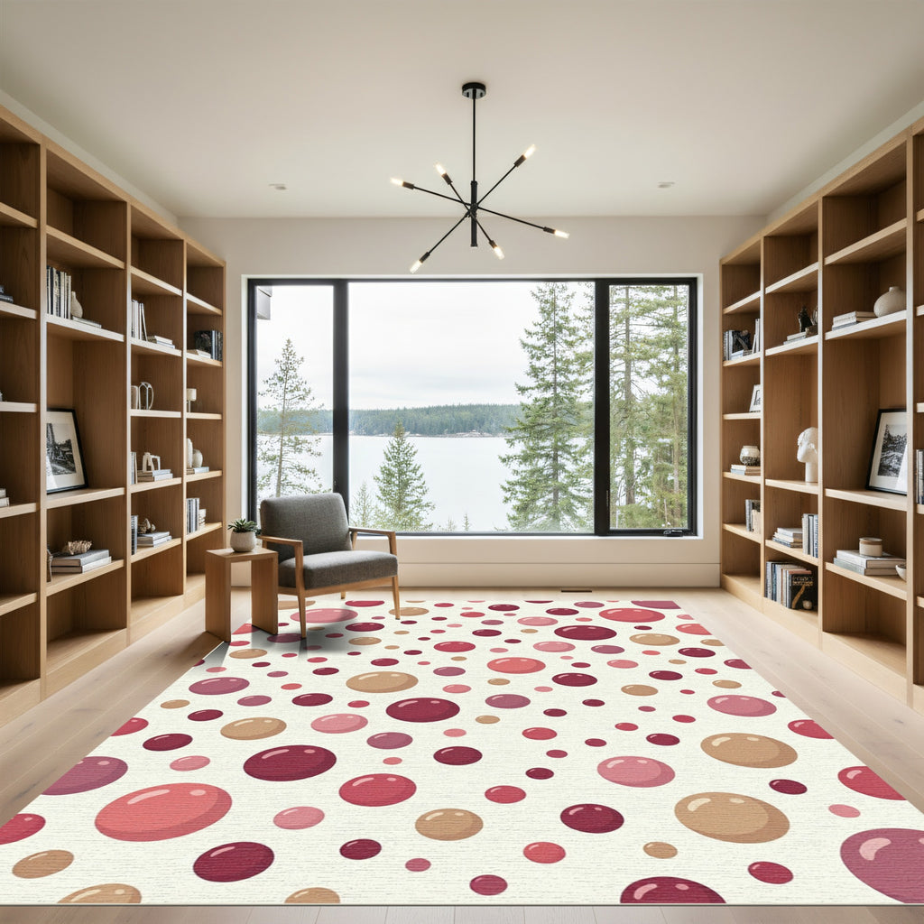 Scattered Pink Burgundy Spheres Rug