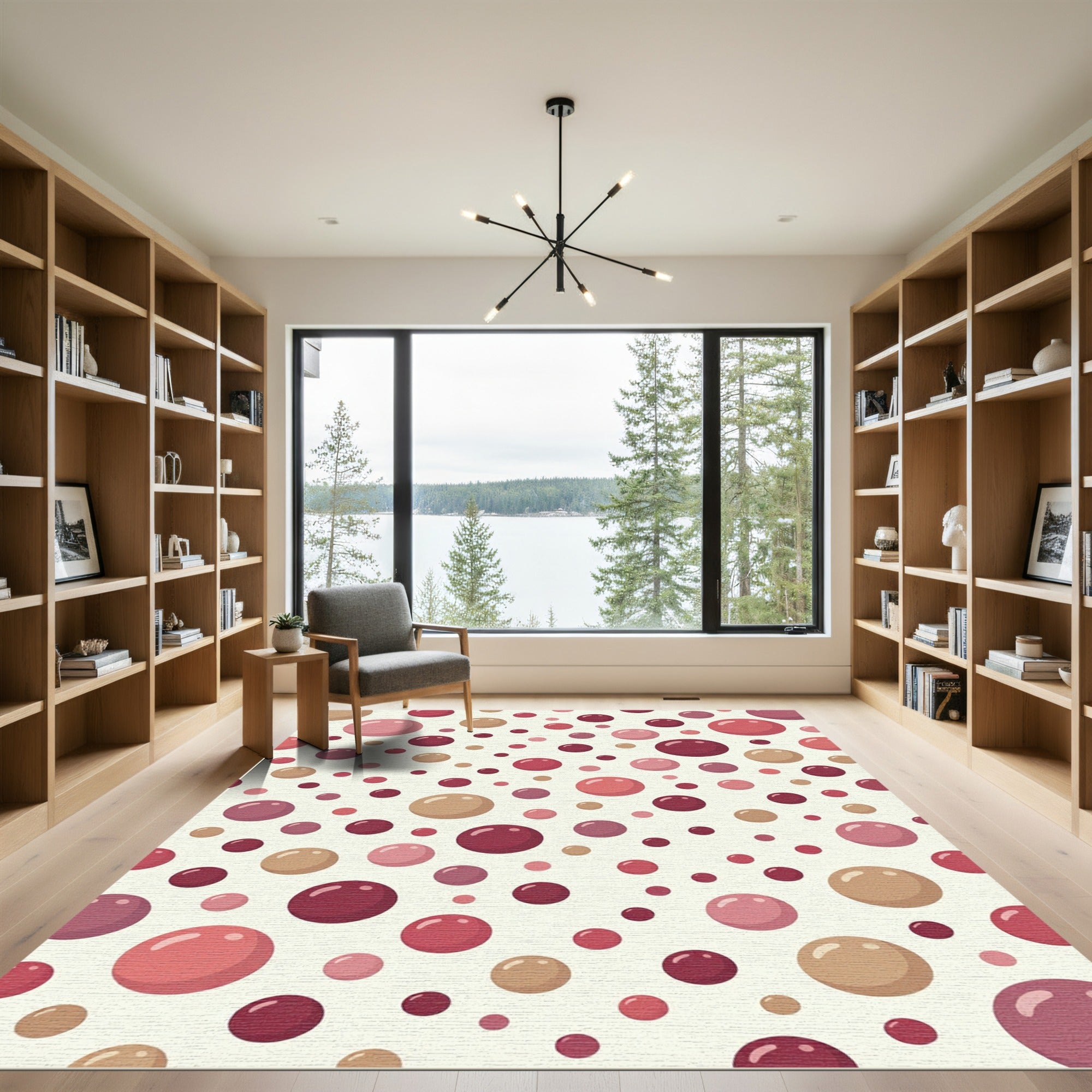 Scattered Pink Burgundy Spheres Rug