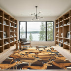 Golden Safari Gazelle Desert Landscape Rug