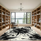 Monochrome Abstract Ink Splash Art Rug