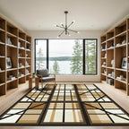 Brown Tan Plaid Window Pane Rug