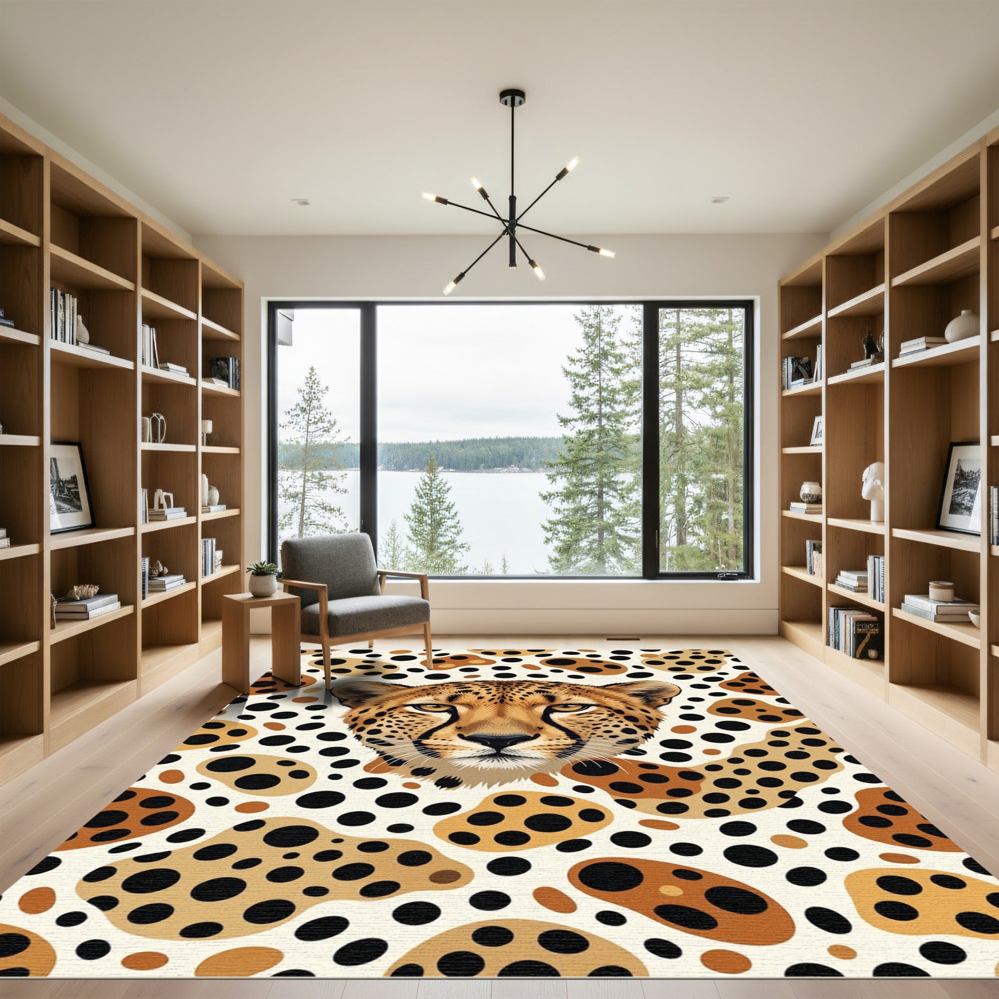 Golden Cheetah Portrait Animal Spot Rug
