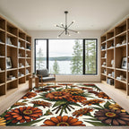 Autumn Orange Daisy Bloom Arrangement Rug