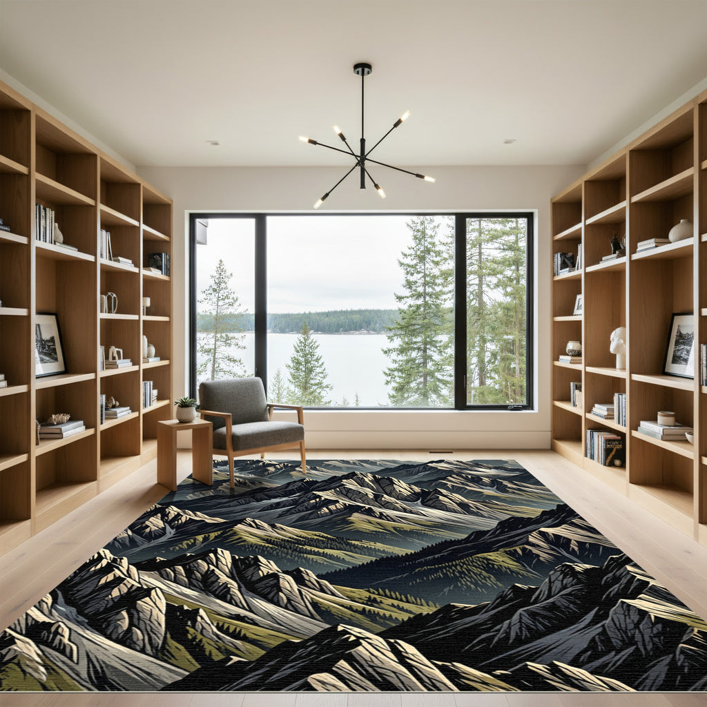Jagged Peaks Forest Scape Rug