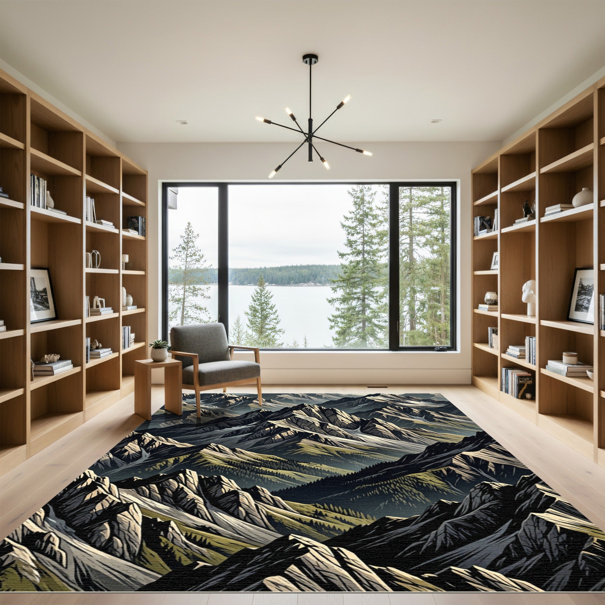 Jagged Peaks Forest Scape Rug