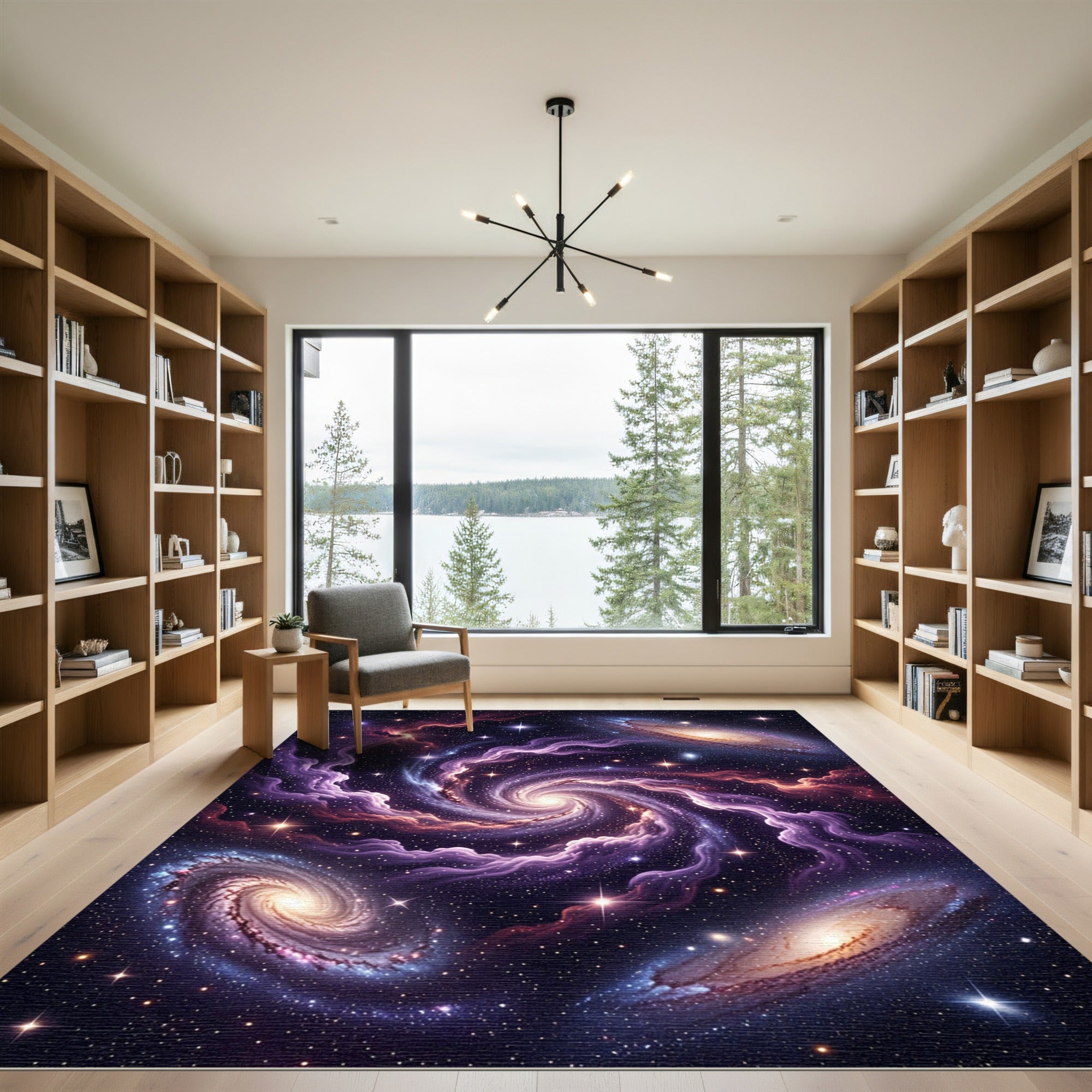 Cosmic Purple Nebula Whirlpool Galaxy Rug