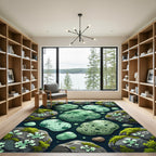 Green Mossy Rocks Organic Composition Rug