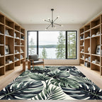Deep Green Tropical Foliage Lush Rug