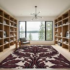 Deep Crimson Acanthus Leaf Scrollwork Rug