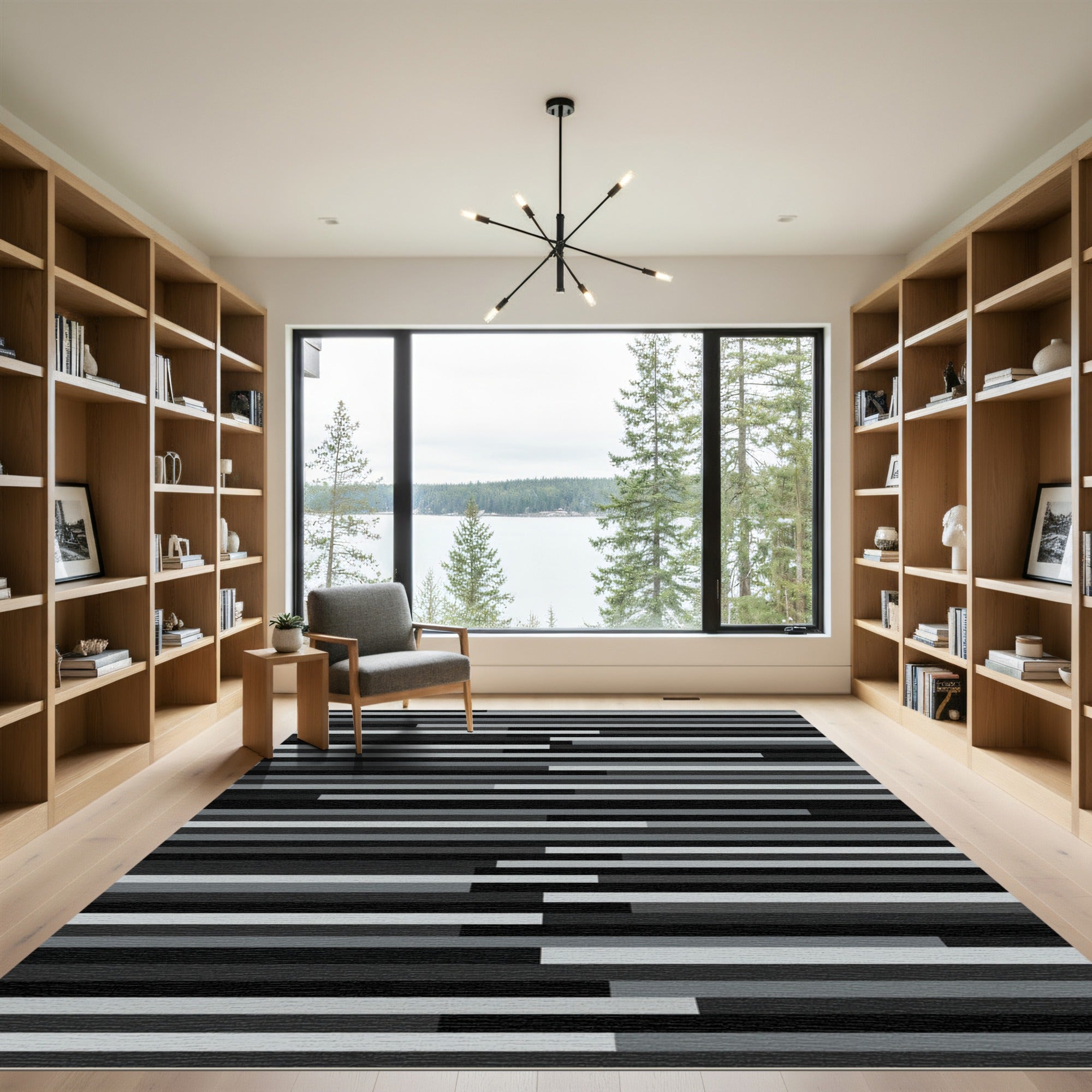 Monochromatic Horizontal Stripe Abstract Rug