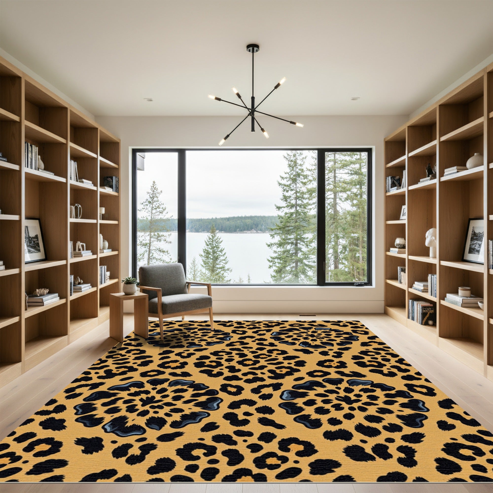 Golden Cheetah Spot Flower Rococo Rug