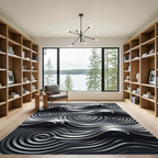 Monochromatic Metallic Liquid Wave Swirls Rug