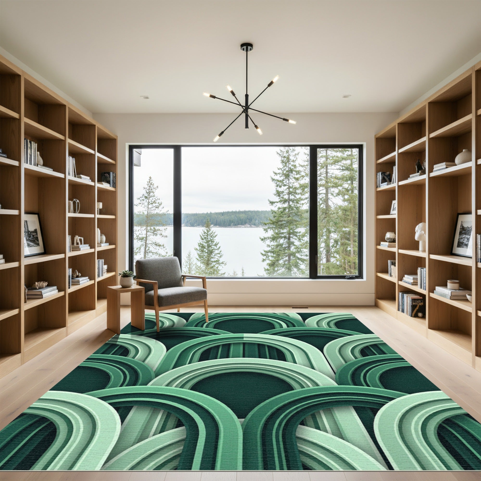 Layered Green Archway Composition Rug