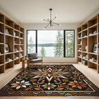 Antique Gold Star Floral Border Rug