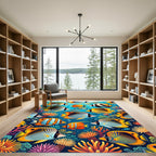 Vibrant Tropical Coral Reef Fish Scene Rug