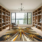 Radiant Gold Celestial Geometric Star Flare Rug