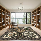 Elegant Botanical Arch Garden Cream Beige Rug