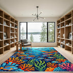 Vibrant Oceanic Coral Reef Tropical Fish Rug