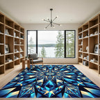 Geometric Sapphire Crystal Star Burst Rug