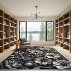 Monochromatic Floral Vine Arrangement Rug