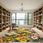 Vibrant Golden Floral Winding Meadow Rug