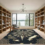 Gold Starburst Mandala With Ribbons Rug