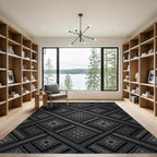 Dark Opulent Geometric Lattice Rug
