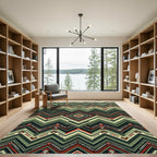 Bold Olive Chevron Geo Diamond Rug