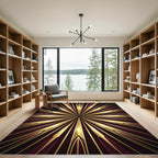 Luxurious Golden Starburst Maroon Radiance Rug