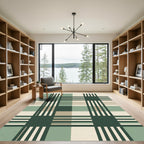 Sage Green and Cream Plaid Grid Rug
