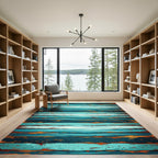 Coastal Blue Wood Plank Stripe Rug