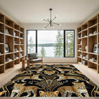 Elegant Gold Leopard Art Deco Composition Rug