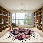 Crimson Double Butterfly Ink Splatter Rug