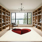 Minimalist Scarlet Heart Layered Abstract Rug