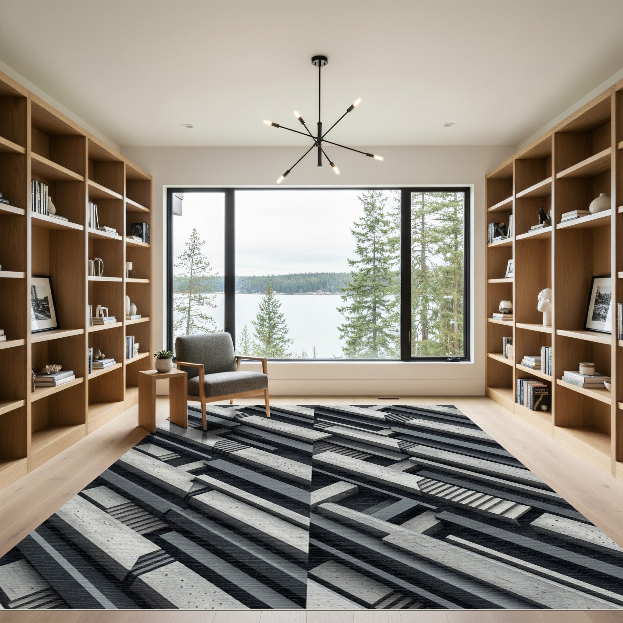 Geometric Concrete Illusion Abstraction Rug