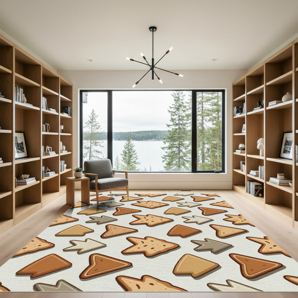 Earthy Bread Slice Geometric Arrow Quilt Rug