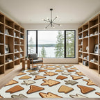 Earthy Bread Slice Geometric Arrow Quilt Rug