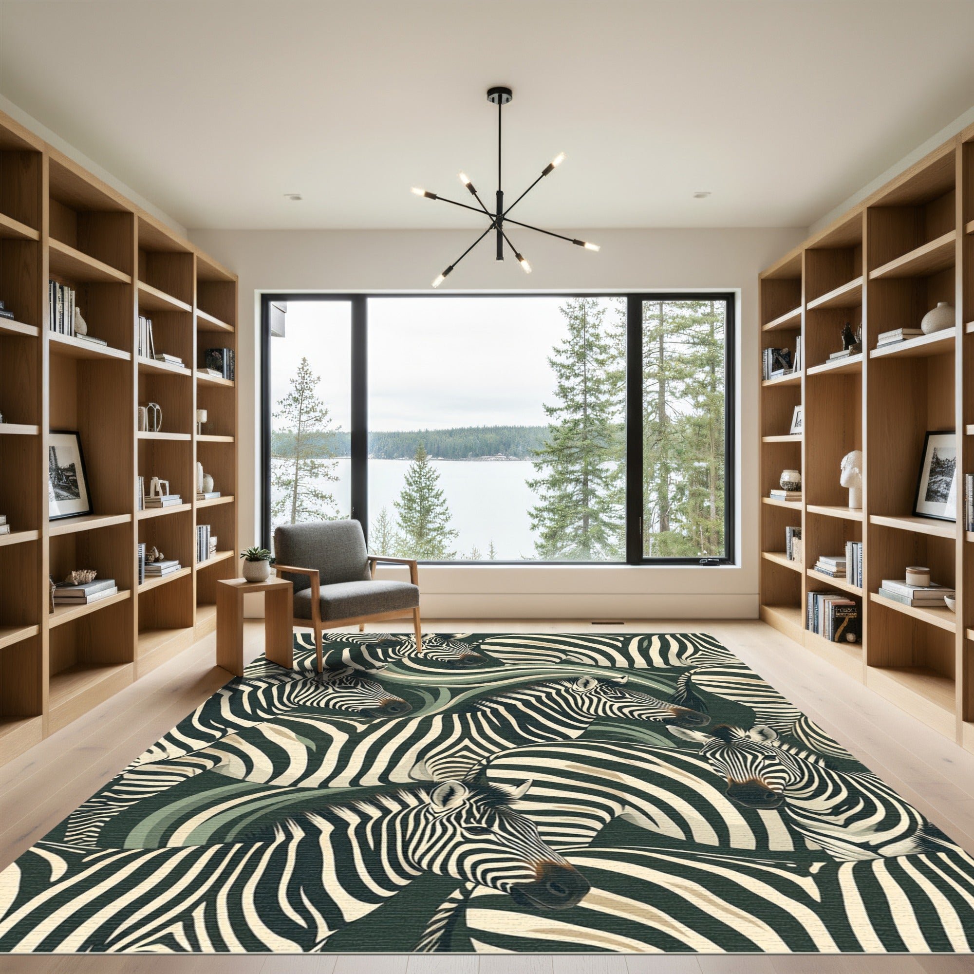 Earthy Zebra Stripe Herd Composition Rug