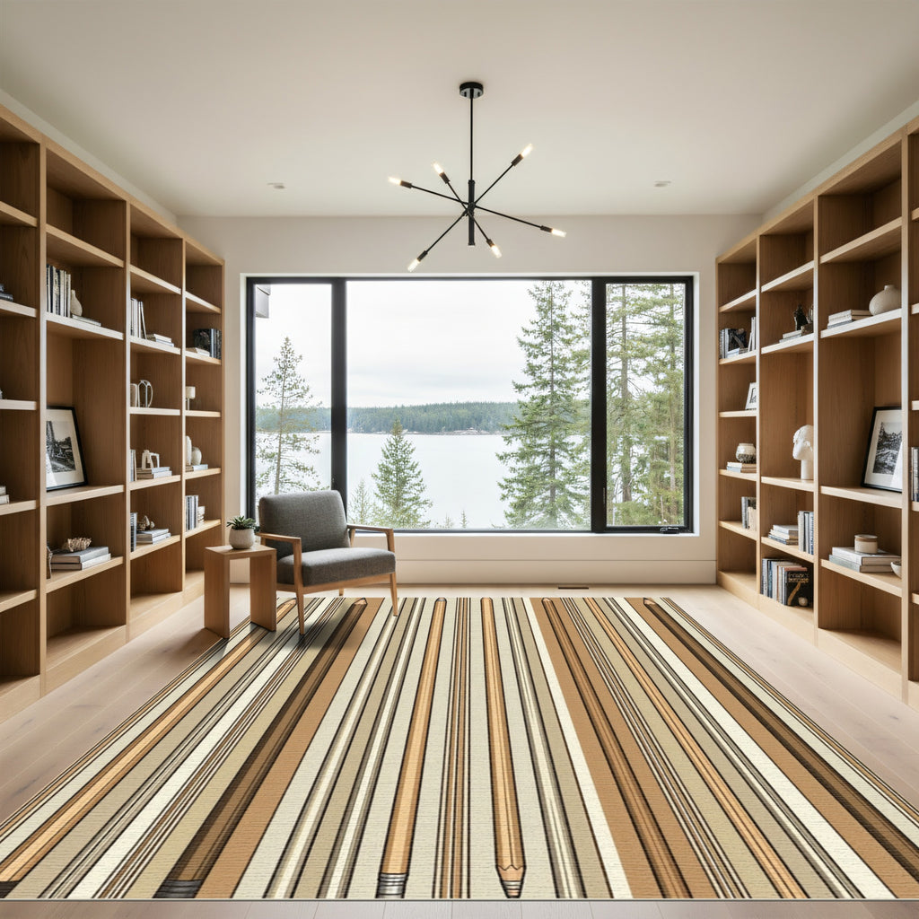 Brown Pencils Vertical Stripes Rug
