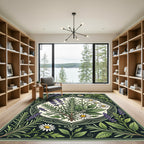 Botanical Lavender Chamomile Herb Illustration Rug