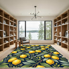 Vibrant Lemon Grove Botanical Navy Rug