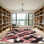 Crimson Blush Abstract Brushstroke Rug