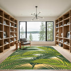 Lush Tropical Palm Frond Foliage Rug