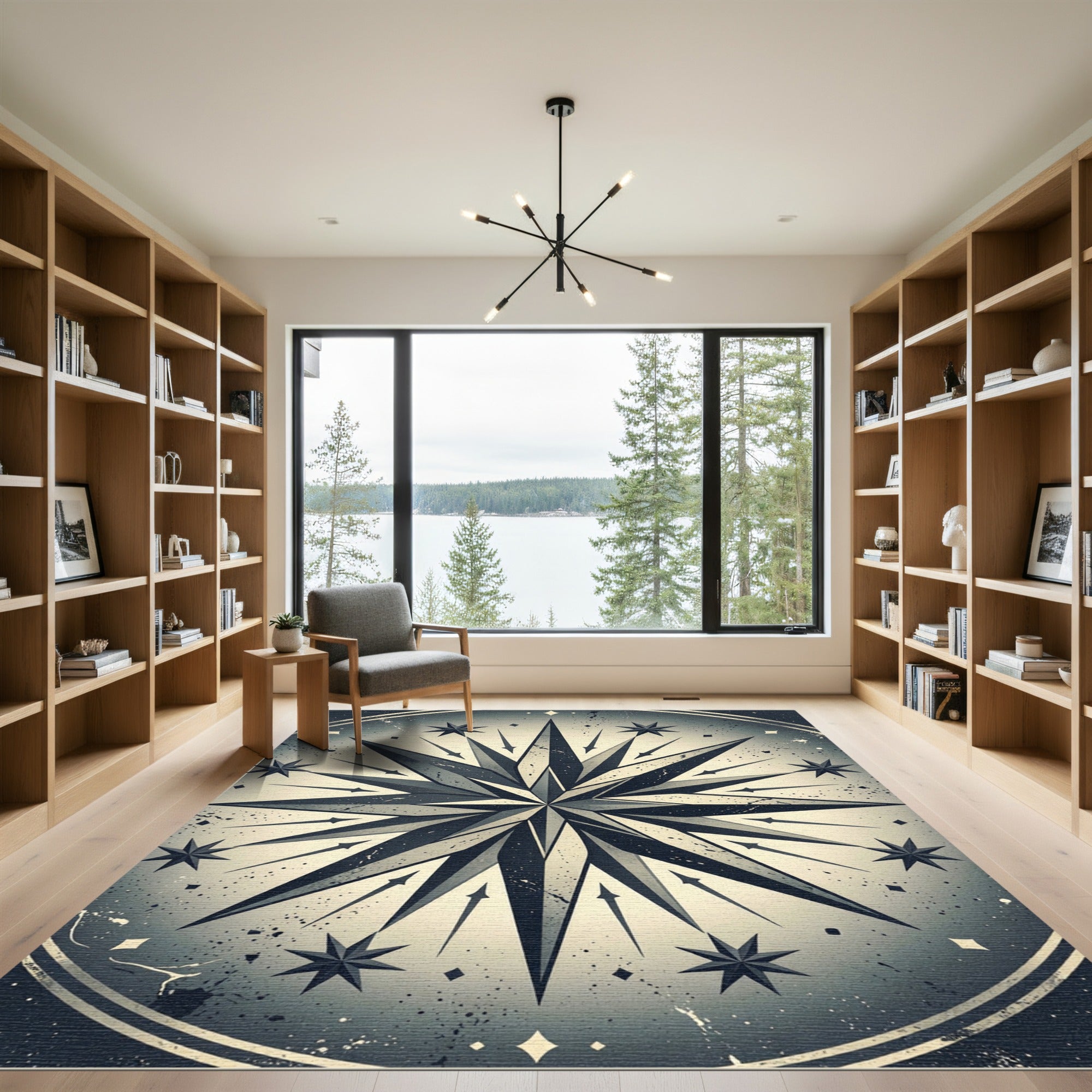 Monochromatic Starburst Geometric Radiance Rug