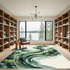 Abstract Forest Swirl Watercolor Landscape Rug